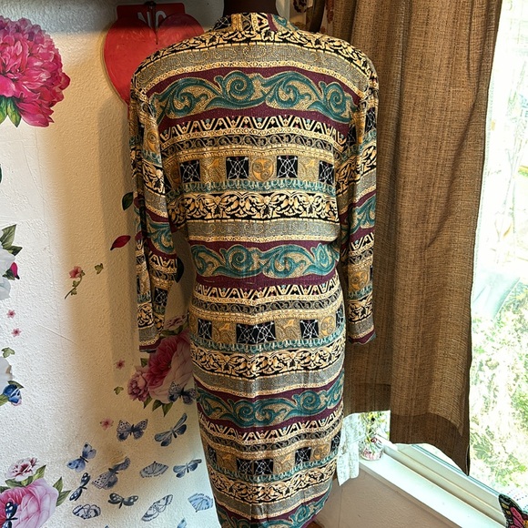 Vintage 1980/1990’s Carole Little, long sleeve multicolor midi dress. Size M/L P - Picture 5 of 17